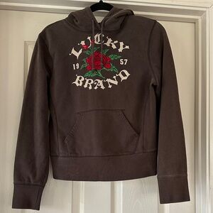 Lucky Brand Chocolate Hoodie with Floral Design